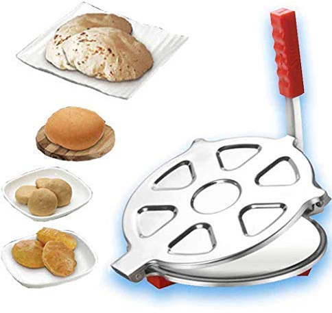 Stainless Steel Puri Machine Tortilla Maker Chapati Maker Roties Press Tortilla Press 7.5 Inch Puri Maker Puri Machine Free Fry Stainer Ege Rost Net Pan 5 Spachula