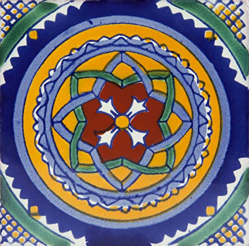 Cerames Mexikanische Keramische Fliesen Ruben - 30 dekorative mexikanische mosaik fliesen für Badezimmer, Küche, Dusche, Treppen, Küchenrückwand | Keramikmosaikfliesen 10,5x10,5 cm
