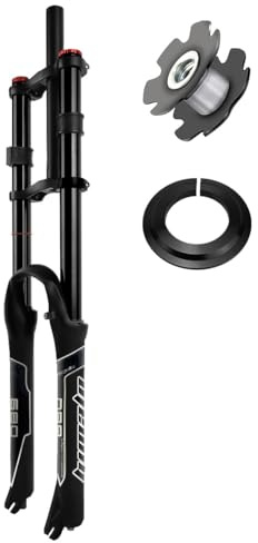RUJIXU 26 27,5 29 Zoll MTB Fahrrad Federgabel Scheibenbremse Federweg 135mm Downhill-Gabel Zugstufeneinstellung Doppelte Schulter DH Luft Gerade 1-1/8 Ultraleicht Fahrrad Stoßdämpfer
