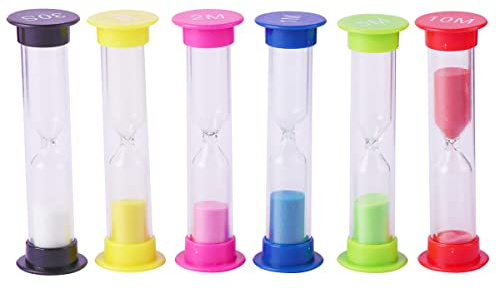 Hsthe Sea Juego de 6 temporizadores de Arena de Reloj de Arena Coloridos para la Oficina en casa en el Aula