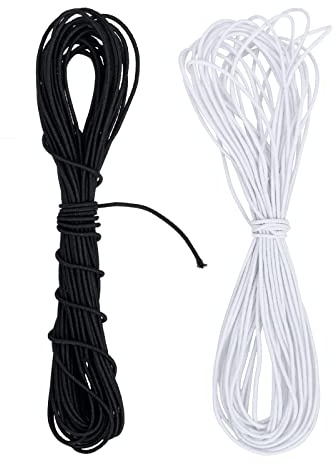 AKHTART Black & White Elastic Cord, 1mm Round, 10 Meter Bungee String for Craft, Jewellery Stringing, Masks, Party Hats, Sewing Accessories, Hairbands