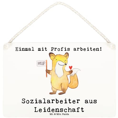 Mr. & Mrs. Panda Schild Sozialarbeiter Leidenschaft DIN A6 - Geschenk, Wandbild Holz, holzbild, Türschild, wandtafel, Holzschild
