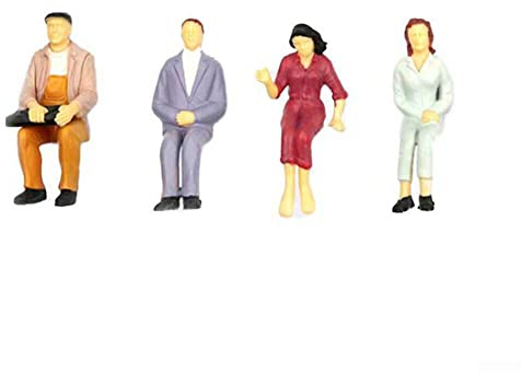 50 PCS Menschen sitzen Figuren Modell, Maßstab 1:32 Menschen gemalt Modell, Geeignet für Zugbahn Sand Tisch Modell