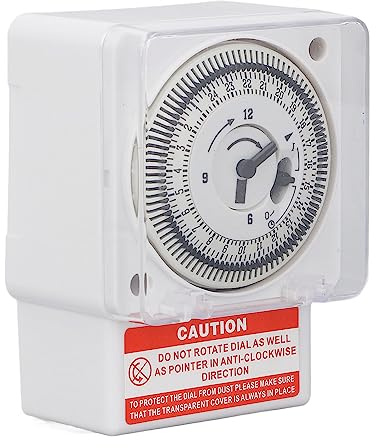 24-Stunden-Mechanik-Box-Zeitschaltuhr, 5-Minuten-Intervalluhr, Industrie-Timer, Poolpumpen-Timer | Zeitschaltuhr für Poolpumpen und Bewässerung, mechanisch ohne Stromanschluss, robuste Bauweise, einfache Programmierung