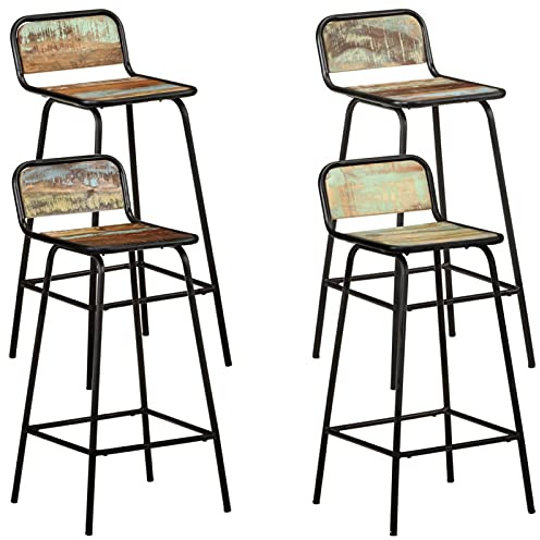 ZEYUAN Barstühle 4 STK Barhocker, Thekenhocker, Küchenhocker, Bar Stools, Tresenstuhl, Bar Hochstuhl, Barstools, Küchenbarhocker, Altholz Massiv