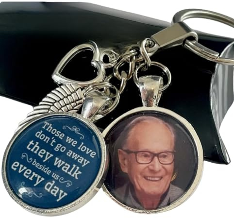 Personalised Photo Keyring Memorial Bereavement Angel Funeral Present Gift Box