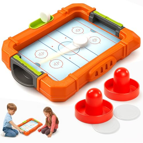 Kidoloop Tabletop Air Hockey Game with 2 Pushers & 2 Pucks, Portable Compact Family Party Table Top Board Game, Desktop Air Hockey Table for Adults & Children 3+ Years