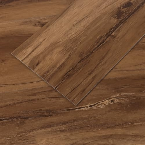 VEELIKE Fliesenaufkleber Holzoptik Braun PVC Bodenbelag Holzoptik Vintage Vinylboden Selbstklebend Fliesen Wohnzimmer Bodenfliesen Badezimmer PVC Boden Küche Klebefliesen 1.8mm 90cm×15cm 32 Stück