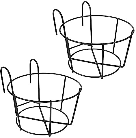 DOITOOL 2pezzi Portafiori Sospesi Ferro Per Balcone Da Supporti Per Vasi Da Fiori Con Ganci Design Elegante Per Giardino e Casa Nero