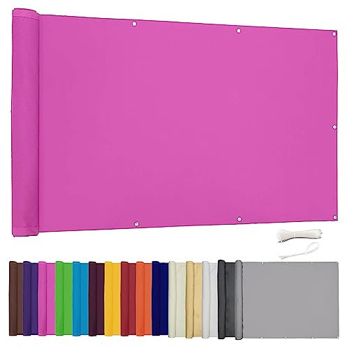 Lingle888 Balkon Sichtschutz PB2 PES blickdichte Balkonumspannung mit Ösen und Kabelbinder 8 Tage geliefert - in div.20 Größen & 14 Farben 420D(Rose,0.9x5m)