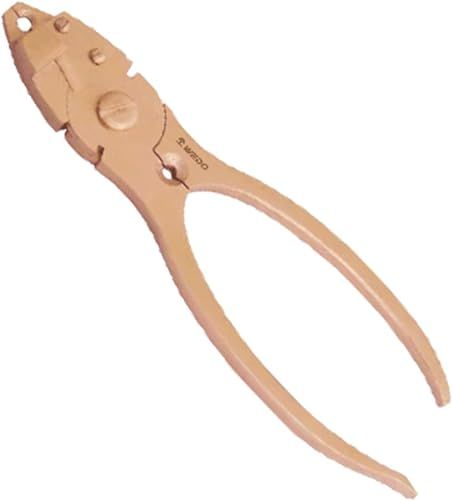 WEDO Crimpadora pelacables sin chispas, alicates de almacenaje, herramienta de mano multifunción de seguridad sin chispas, tamaño 180 mm, cobre berilio, no magnético, estándar DIN, certificado BAM y