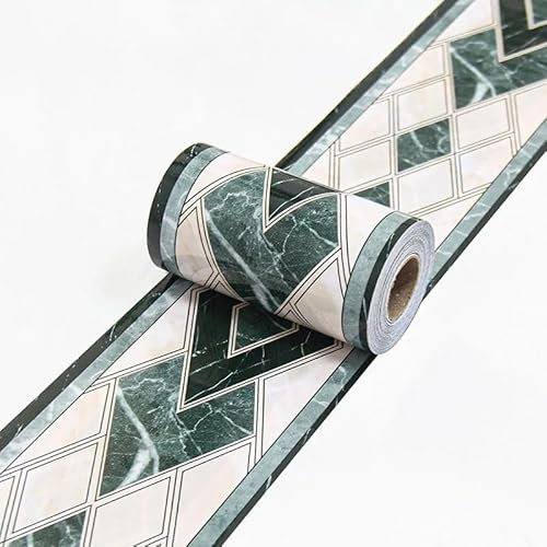 Dostear Bordure de papier peint Vert-41 - Décoration murale amovible Frise Murale Autocollant en PVC Imperméable - Plinthe Autocollant 10cm X 500cm