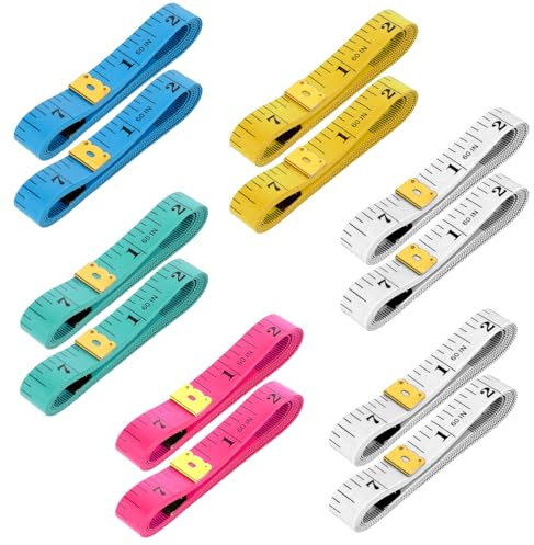 cobee 12 Stück Maßband Körper, 150 cm/60inch Doppelte Skala Maßbänder zum Nähen Weiches Universal Massband Bunt Measuring Tape zum Messen von Länge Brust körperumfangmaßband