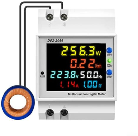 Für Smart Power Meter, für Tuya Smart WiFi Digital Display Stromzähler Multifunktions-DIN-Schienen-Power-Monitor für Zuhause, Büro (externer Typ)