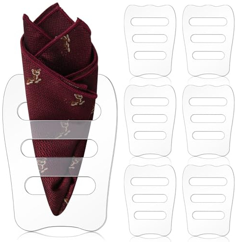 Blosssound 6 Pcs Clear Invisible Pocket Square Holder for Men Tuxedo,Clear
