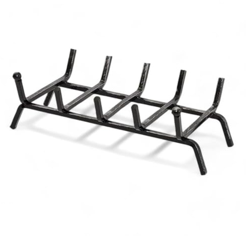 Briconess.com Brucialegna in ferro battuto verniciato per camino con design a sfera e cinque barre dimensioni 50x30x15 cm resistente ed elegante