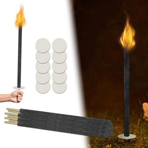 FIVMEN Lot de 100 torches de jardin en cire naturelle avec protection des mains pour la randonnée, le jardin - Durée de combustion : 100 min