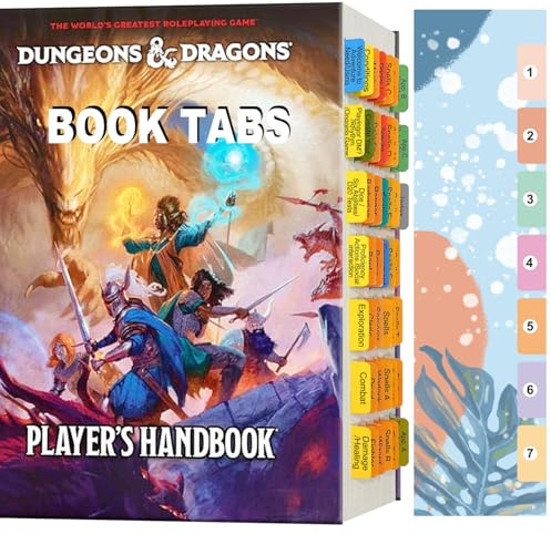 Index-Tabs für D&D 2024 Spielerhandbuch (Buch Nicht im Lieferumfang enthalten), 84 D&D-Core-Regelbuch, farbcodierte, transparente PVC-laminierte Reiter, doppelseitiges Inhaltsdesign und langlebig