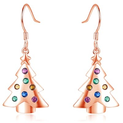 Loutade Weihnachten Ohrringe Silber 925 - Sterling Silber Damen Weihnachtsbaum Ohrhänger Mit Zirkonia, Hypoallergen Hängend, Leicht Für Freundin Mädchen