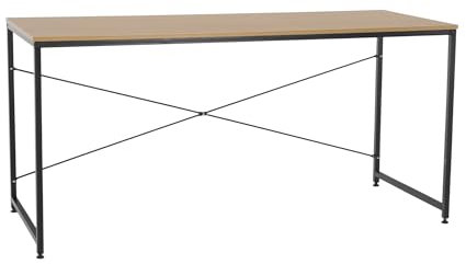 nabbi Schreibtisch 150x60 cm - Industriell Stil Computertisch, Schwarzer PC Tisch mit Holzoptik, Möbel für Arbeitszimmer & Büro, Bürotisch Klein, Modern, Einfaches Design in Schwarz, Desk MELLORA