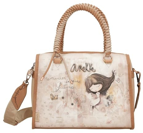 Anekke Bolso Bowling Memories con Bolsillo Trasero - Diseño Clásico y Espacioso | Asas de Mano y Bandolera Regulable | Medidas: 30x21x15 cm