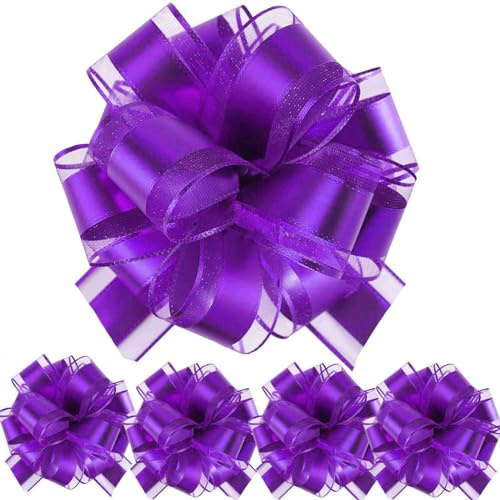 We Moment Zone Geschenk Schleife, 5 Stück Große Schleife Riesen Schleife Geschenk. Große Pull Bow für Auto Dekor Hochzeit New Houses Party Feier Geschenkschleife Tüten-Violett