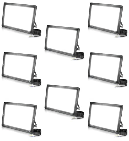 Jefedana 8 proyectores LED de exterior 400W ultra luminosos, impermeables IP66, 40000lm, luz blanca fría 6000K, para jardín, terraza, garaje, hotel, campo de deportes