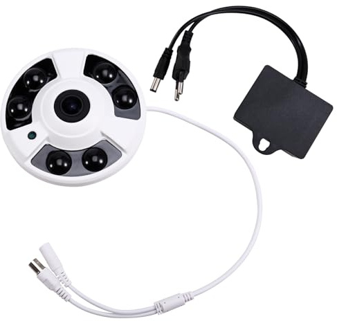 Dxoniislh Caméra WiFi 5 MP avec objectif fisheye - Caméra panoramique - Enregistrement audio - Détection de mouvement - Prise européenne