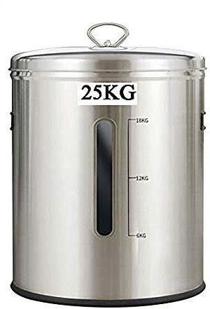 Rice Stainless Dispenser, Flour and Cereal Container, Stainless Steel Rice Bin Cereal Grain Box Food Container (25kg)
