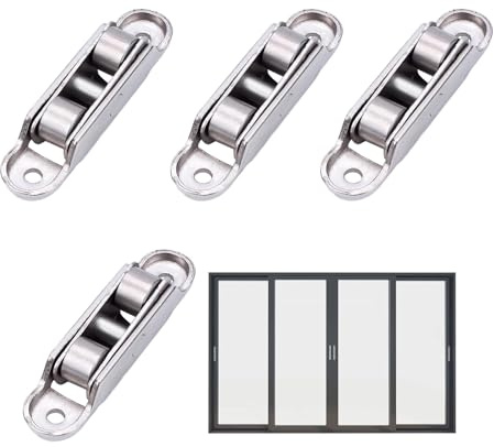 Rodillos Para Puertas Correderas De Repuesto - 4 Piezas Poleas Para Ventana - Rodamiento Doble Rueda Ajustable Inclinación Aleación Zinc Silencioso Para Cocina Balcón Salón Estudio