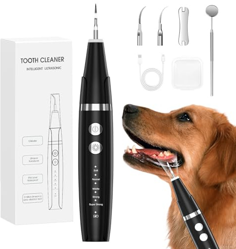 HANGSUN Dog Plaque Remover for Teeth, Dog Teeth Cleaning Products with LED-Light, Tartar Tooth Cleaner for Dogs Dental Care, Black