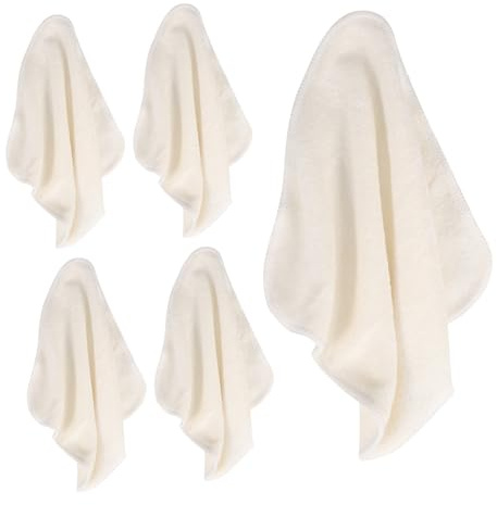 Healvian 5pcs Bamboo Fiber Cleaning Cloths for Face Square Washcloths Exfoliating Towels for Body Reusable and Washable Soft and Absorbent Face Towels
