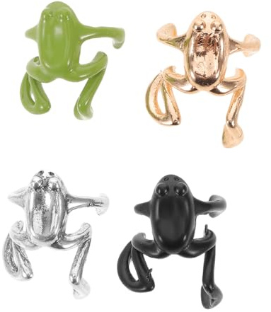 minkissy Pendientes de Clip para Cartílago Envoltura de Oreja de Rana en Cobre, Estilo Vintage y Punk, 4 Piezas Apilables para Outfit Diario y Moda Formal Mujer