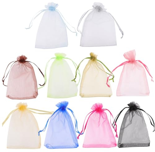 Anneome 100 piezas Bolsas Pequeñas de Organza Unidades con Cordón para Joyería y Dulces Mezcla de Colores Material Ligero y Resistente para Regalos y Comuniones
