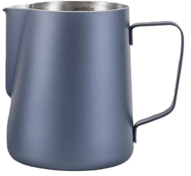 Milchaufschäumkrug Latte Tasse, JADAYA 600 ml Aufschäumer Kännchen Milchkanne aus Edelstahl Milch Pitcher Aufschäumen Krug mit Barista Messung Mark für Cappuccino und Latté (Dunkelblau, 600 ml)