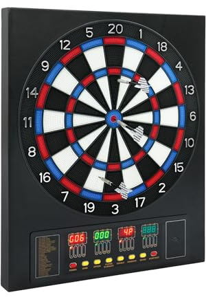 Juego de diana electrónica, diana electrónica de puntuación automática con 4 pantallas LCD, innovadora máquina de dardos con 12 dardos y 100 puntas de repuesto