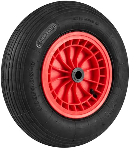 COSTWAY 16”/40cm Wheelbarrow Wheel, 4.80/4.00-8 Rubber Pneumatic Tyre, Heavy Duty Replacement Tire for Garden Trolley Trailer Hand Trucks, 250kg Load Capacity