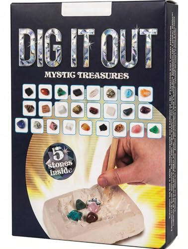 Ameisenkeks® Dig It Out Mystic Treasures | Edelstein-Ausgrabungsset für Kinder | Inkl. 5 echte Steine, Meißel & Pinsel | Archäologie-Spielzeug & Geschenkidee