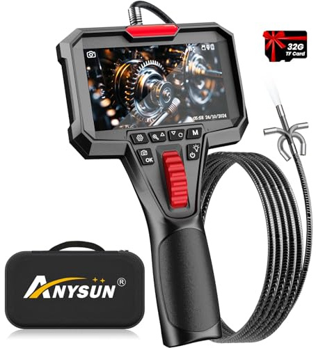 Anysun Telecamera Endoscopica, 4,3'' IPS 1080P Videoispezione per Tubazioni con DVR, Registrazione Audio, 6,2 mm Endoscopio Professionale con Rotazione Bidirezionale a 360°, 1 m Cavo
