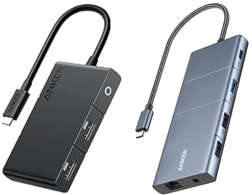 Anker USB C Hub, 11-in-1 Docking Station Dual Monitor, 10 Gbps USB-C and USB-A Data Ports & USBC Hub (5-in-1, 4K HDMI) with 100W Power Delivery