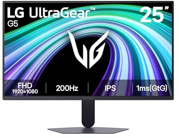 LG Monitor Gaming Ultragear™ 25G523B-B.AEU | Serie G5 (2026) | 25 pollici | IPS 16:9 | 200Hz | 1ms (GtG) | FHD 1920x1080 | sRGB 99% | HDR10 | AMD FreeSync Premium™ e NVIDIA G-Sync™