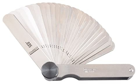 Starrett Tempered Steel Thickness Gage, 31 Leaves, 1/2-1/4 x 3-1/32 Size