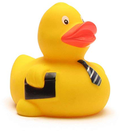 DUCKSHOP I Badeente I Quietscheente I Business I L: 7,5 cm I inkl. Badeenten-Schlüsselanhänger im Set