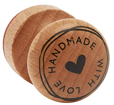 RAYHER HOBBY Rayher Stempel Holz Handmade with love, rund, 3 cm ø, Motivstempel Holz, Holzstempel, Butterer Stempel, Rundstempel, 29022000