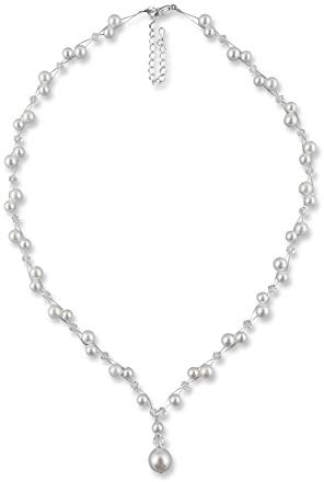 Rivelle Damen Y-Kette mit Perlen weiß Perlenkette Perlen Collier Halskette Necklace Modeschmuck Hochzeit