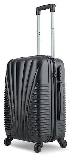 SA Products Cabin Suitcase - Hardshell Airline-Approved Luggage Bag for Travel - Cabin Bag with Inner Pockets, Extendable Top Handle, Side Handle, 4 Spinner Wheels, Lock - 55x22x38cm, 35L, Black