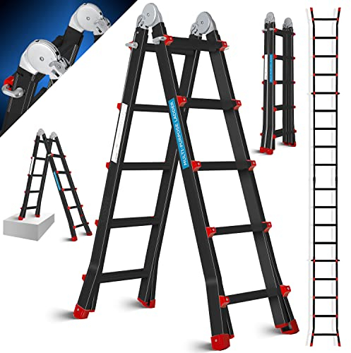 MASKO® scala in alluminio rampa multiuso 5,10m 4x5 pioli Struttura telescopica ✓ multifunzione ✓ scala pieghevole ✓ Sistema di accesso estensibile ✓ di prolunga ✓ telescopico da salita