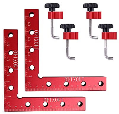 Evwoge 90 Degree Positioning Squares Right Angle Clamps, 140mm/5.5'', Aluminum Alloy, Woodworking Carpenter Corner Clamping Square Tool for Picture Frame Box Cabinets