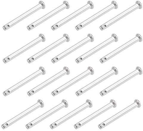 sourcing map 20 Stück Steckbolzen Scharnierstift Gabelkopfbolzen 4mm X 35mm Splintstift Flachkopf Einzelnloch 304 rostfrei Stahl