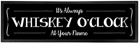 Bang Tidy Clothing Personalised Bar Runner Mat - Novelty Beer Gifts for Home Bars Pubs - Whiskey O'Clock